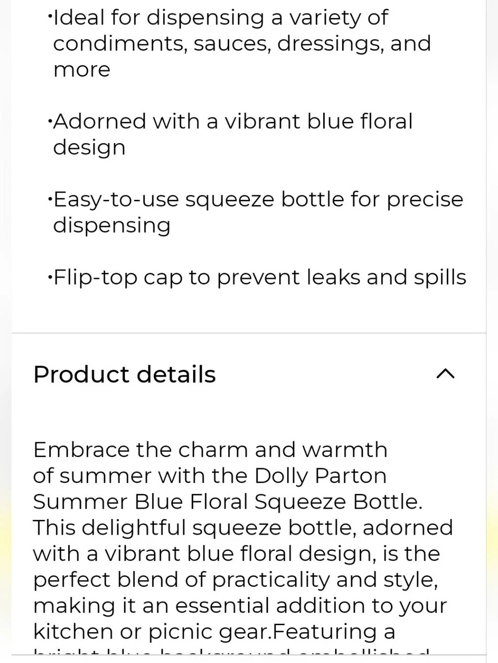 Dolly Parton Floral Squeeze Bottles - Set of 2- Yellow